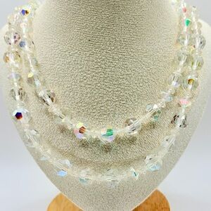 Vintage Lisner AB Crystal Double Strand Necklace